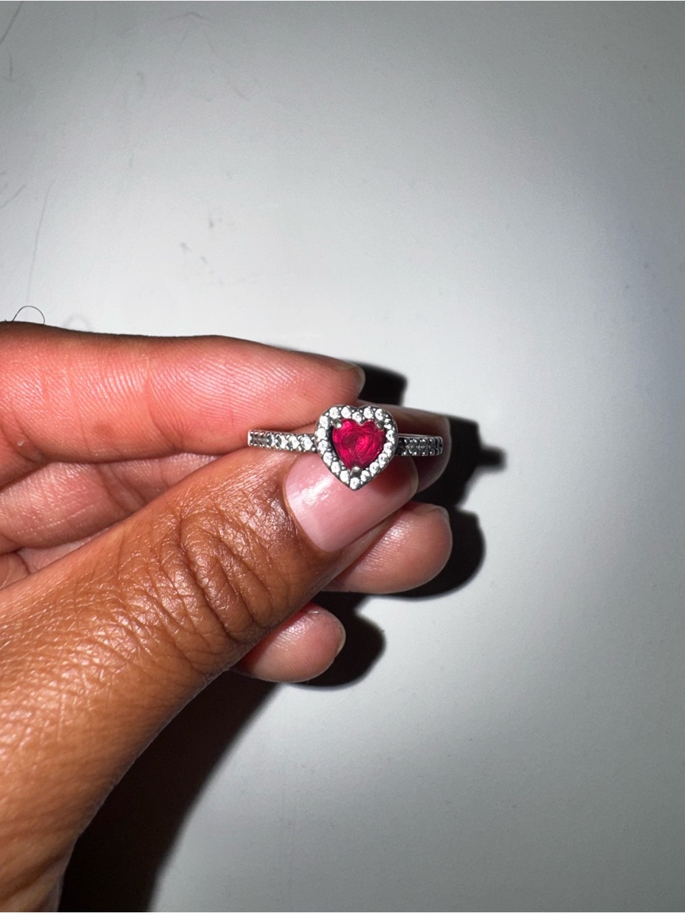 Pandora Elevated Red Heart Ring Size 7/8